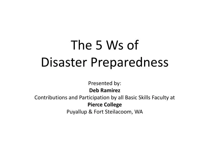 the 5 ws of disaster preparedness