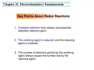 Chapter 21 Electrochemistry: Fundamentals