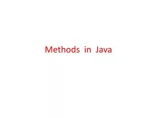 Methods in Java