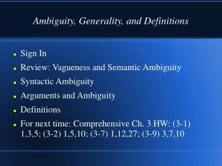 Ambiguity, Generality, and Definitions