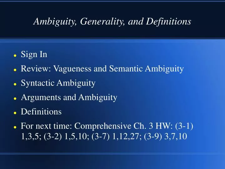 ambiguity generality and definitions