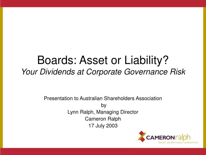 boards asset or liability your dividends at corporate governance risk