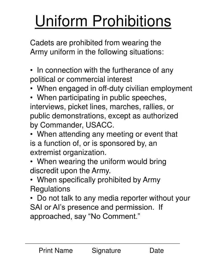 uniform prohibitions