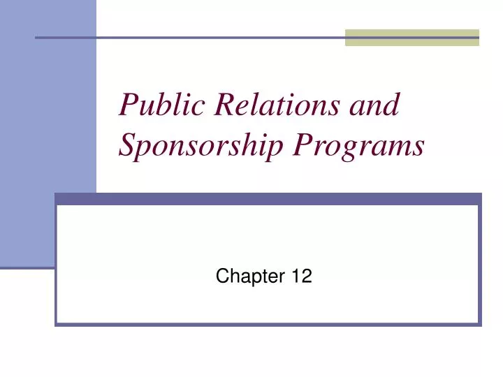 public relations and sponsorship programs
