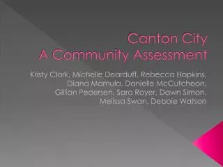 Canton City A Community Assessment