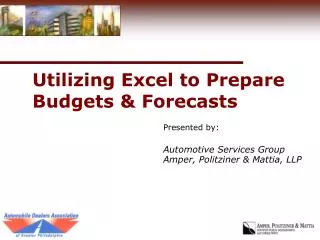 Utilizing Excel to Prepare Budgets &amp; Forecasts
