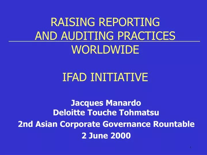 raising reporting and auditing practices worldwide ifad initiative