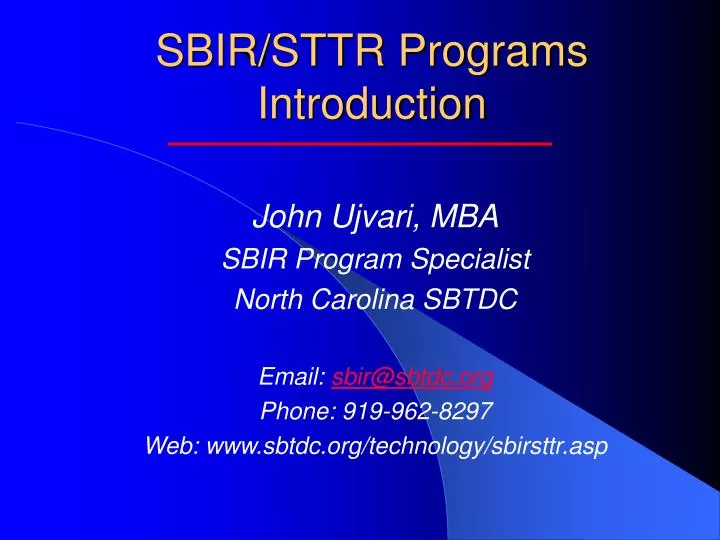 sbir sttr programs introduction