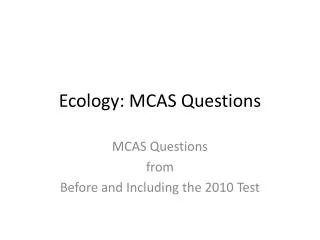 Ecology: MCAS Questions