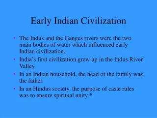 Early Indian Civilization