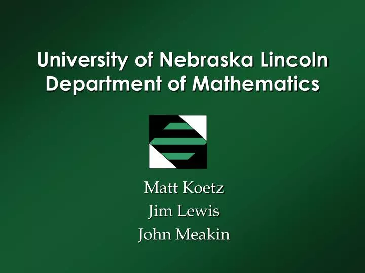 university of nebraska lincoln department of mathematics