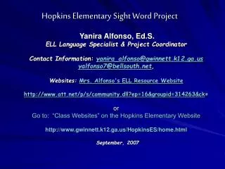 hopkins elementary sight word project