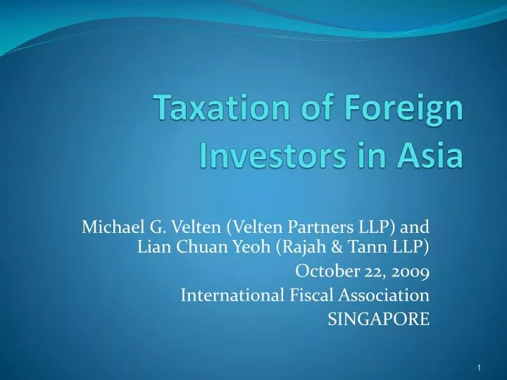 taxation of foreign investors in asia
