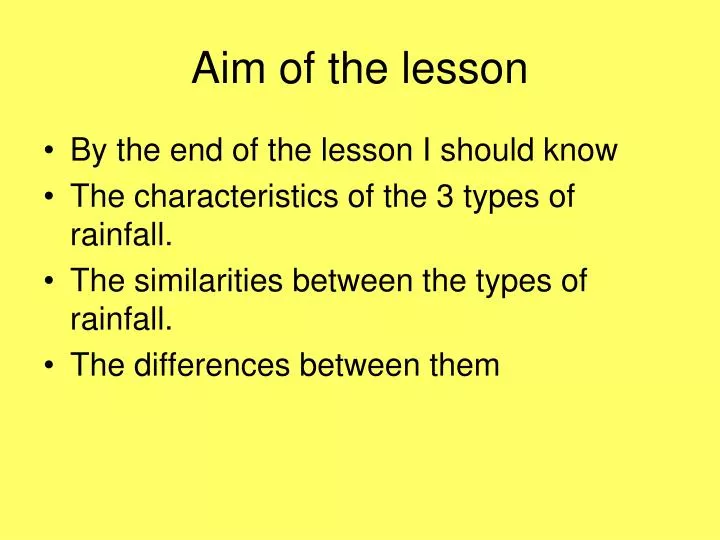 aim of the lesson