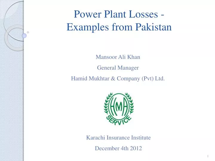 power plant losses examples from pakistan
