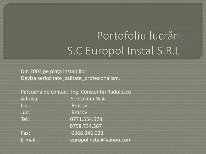 portofoliu lucr ri s c europol instal s r l