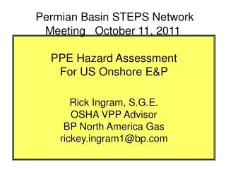 Permian Basin STEPS Network Meeting October 11, 2011