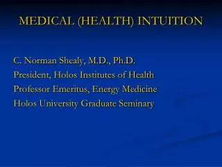 MEDICAL (HEALTH) INTUITION