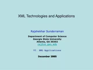 xml technologies and applications