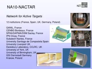 Network for Active Targets 12 institutions (France, Spain, UK, Germany, Poland) GANIL, France