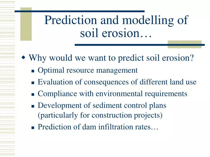 prediction and modelling of soil erosion