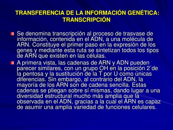 transferencia de la informaci n gen tica transcripci n