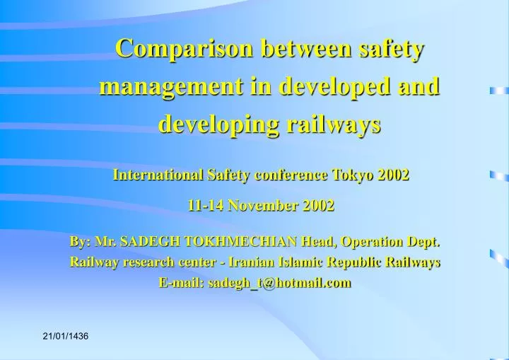 comparison between safety management in developed and developing railways
