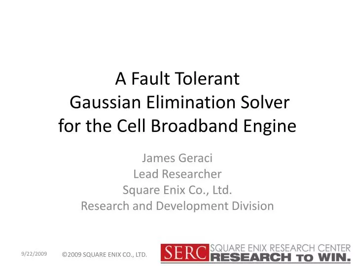 a fault tolerant gaussian elimination solver for the cell broadband engine