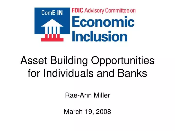asset building opportunities for individuals and banks