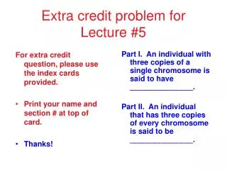 Extra credit problem for Lecture #5