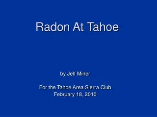 Radon At Tahoe