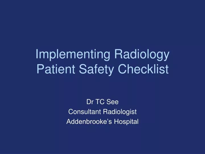 implementing radiology patient safety checklist