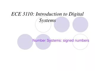 ECE 3110: Introduction to Digital Systems