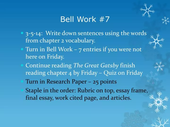 bell work 7