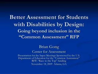 Brian Gong Center for Assessment
