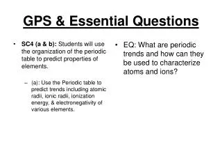 GPS &amp; Essential Questions