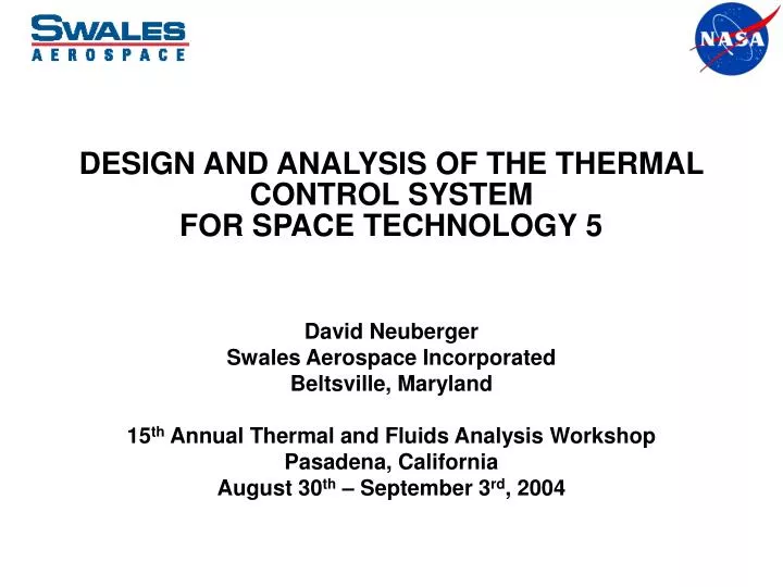 design and analysis of the thermal control system for space technology 5