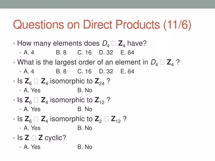 questions on direct products 11 6
