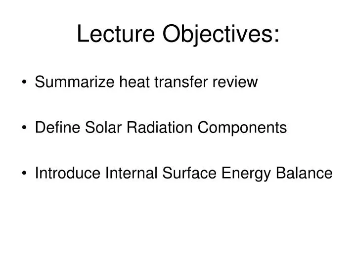 lecture objectives