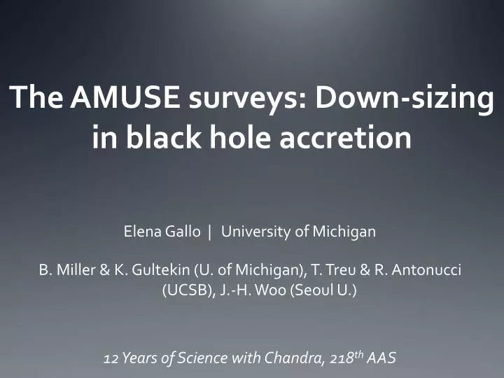 the amuse surveys down sizing in black hole accretion