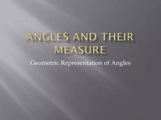 Angles and their Measure