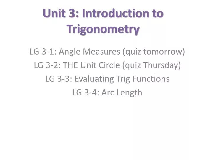 unit 3 introduction to trigonometry