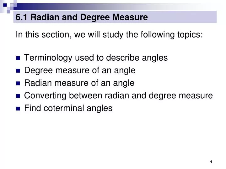 6 1 radian and degree measure