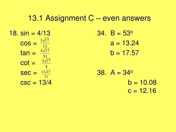 13 1 assignment c even answers