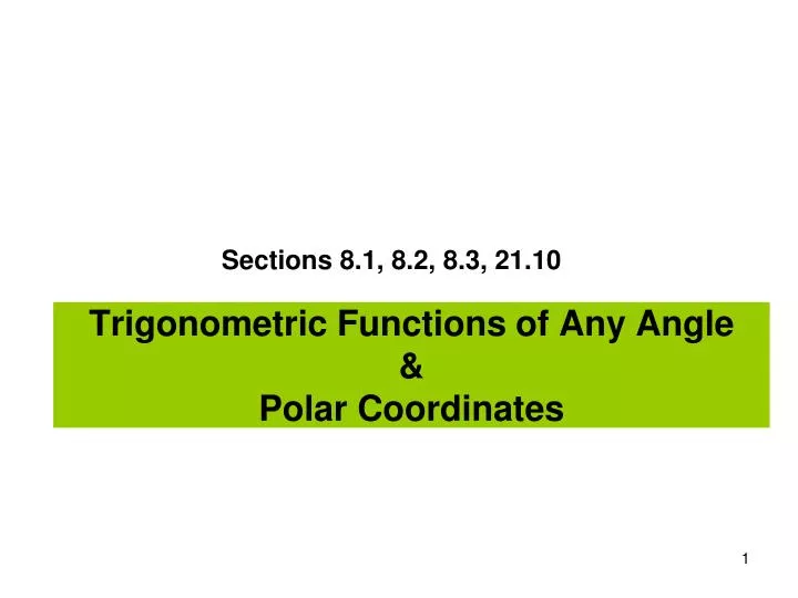 trigonometric functions of any angle polar coordinates