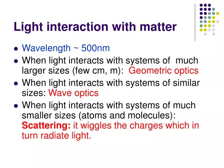 light interaction with matter