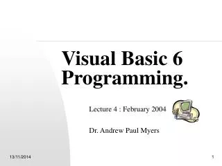 Visual Basic 6 Programming.