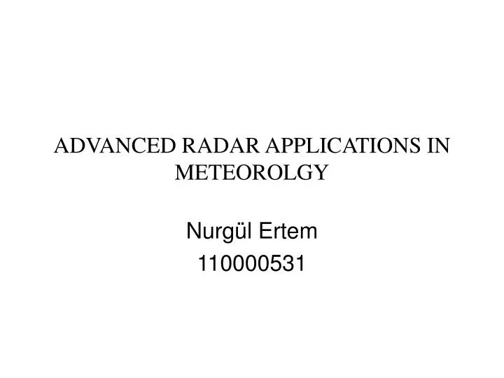 advanced radar applications in meteorolgy