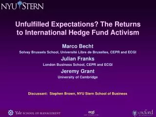 Unfulfilled Expectations? The Returns to International Hedge Fund Activism