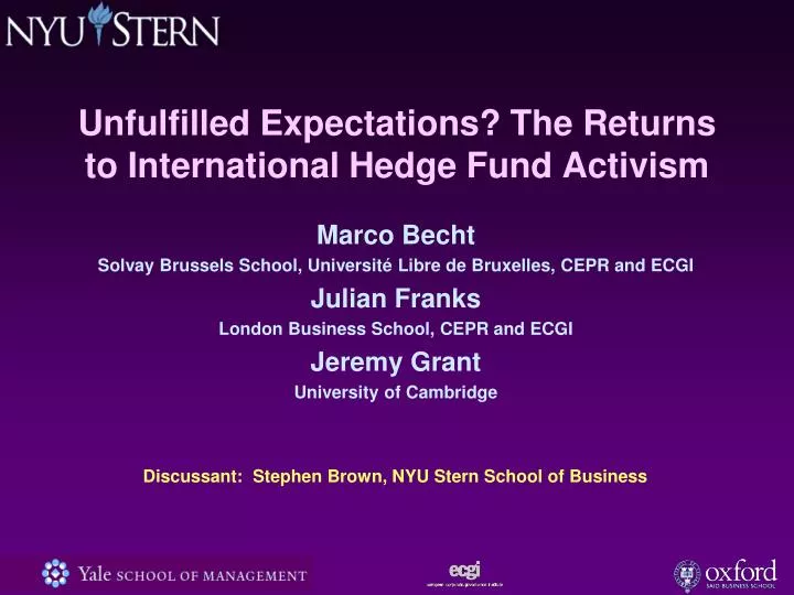 unfulfilled expectations the returns to international hedge fund activism